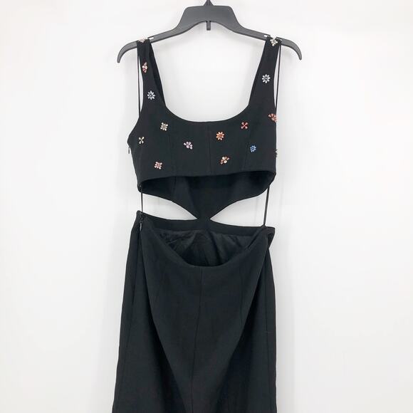 CINQ À SEPT Quinny Embellished Cutout Dress Black Size 10 Scoop Neck NWOT - Picture 10 of 16